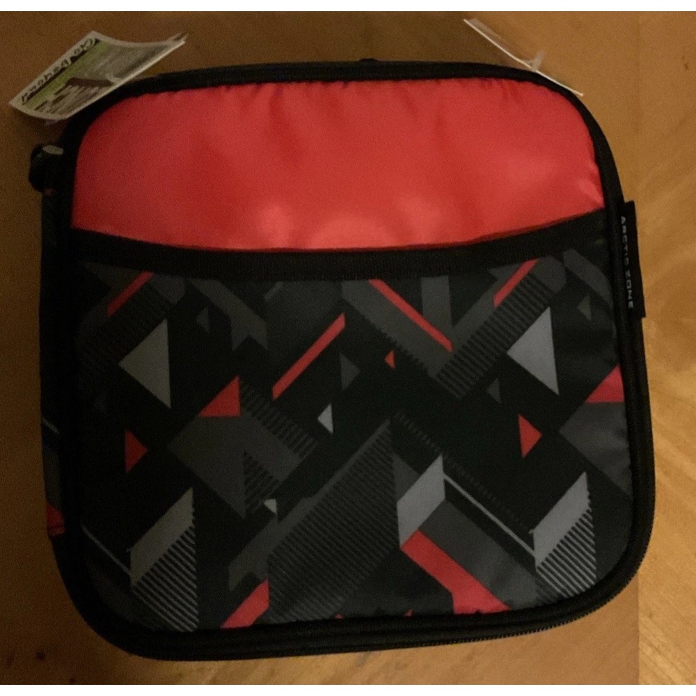 Artic Zone Black Geo Insulated Bottle Ice Pack Sandwich‎ Container  Lunch Box